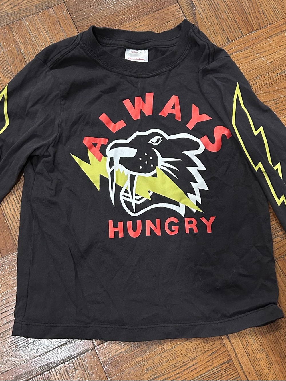 Hanna Andersson Black Long-Sleeve 'Always Hungry' Graphic Tee
